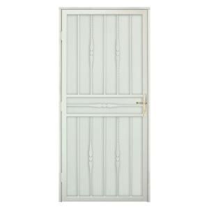 Unique Home Designs Cottage Rose 36 in. x 80 in. Navajo White LH Recessed Mount Security Door with Perforated Screen and Brass  DISCONTINUED SDR060036R1081