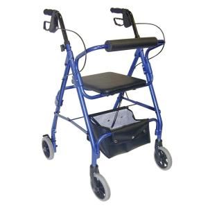 DMI Ultra Lightweight Aluminum Rollator with Adjustable Seat Height in Royal Blue 501 1048 2100