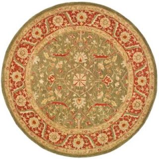Safavieh Anatolia Green and Red 6 ft. x 6 ft. Round Area Rug AN523A 6R