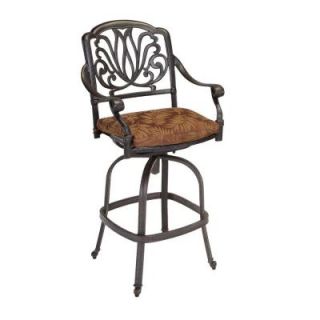 Home Styles Floral Blossom Patio Swivel Stool with Burnt Sierra Leaf Cushion 5558 89