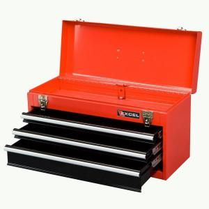 Excel Portable Steel Tool Box, Red, 21in. W x 8.6in. D x 11.3in. H, Each TB133A