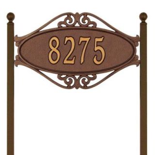 Whitehall Products Hackley Fretwork Oval Antique Copper Standard Lawn One Line Address Plaque 5511AC
