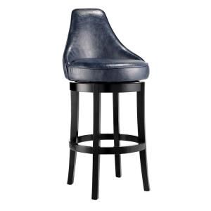 Home Decorators Collection 20.5 in. W Draper Textured Leather Blue Swivel Bar Stool DISCONTINUED 0552200310