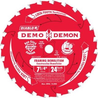 Diablo Demo Demon 7 1/4 in. x 24 Tooth Framing/Demolition Carbide Circular Saw Blade D0724DR