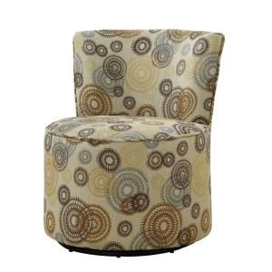 Circular Earthtone Fabric Accent Chair with Swivel Base I 8093