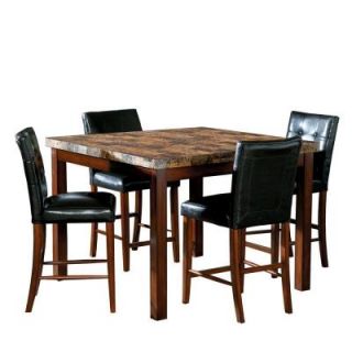 HomeSullivan Montebello 5 Piece Faux Marble Cherry Counter Height Dining Set DISCONTINUED 403273 36[5PC]
