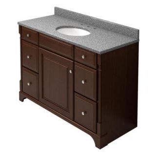 KraftMaid 48 in. Vanity in Autumn Blush with Natural Quartz Vanity Top in Silver Strand and White Sink VC4821L6S7.CIR.7118PN