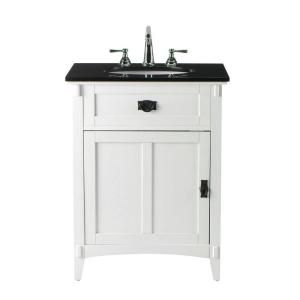Home Decorators Collection Artisan 26 in. W x 34 in. H Bath Vanity in White with Granite Vanity Top in Black 0426200410