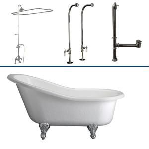 Barclay Products 5 ft. Acrylic Slipper Bathtub Kit in White with Polished Chrome Accessories TKATS60 WCP4