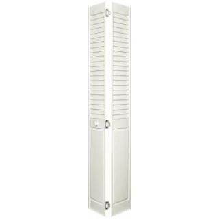 Home Fashion Technologies 2 in. Louver/Panel Behr Off White Solid Wood Interior Bifold Closet Door 12524801873