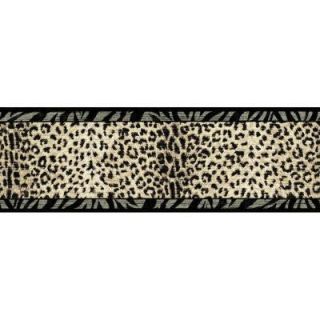 The Wallpaper Company 6.75 in. x 15 ft. Black and Beige Animal Print Border WC1283255
