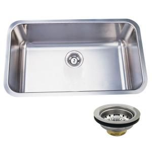 Kingston Brass Undermount Stainless Steel 30x18x10 0 Hole Single Bowl Kitchen Sink in Satin HKGKUS3018