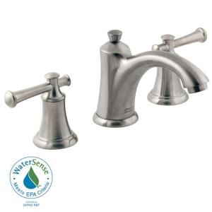 American Standard Portsmouth 8 2 Handle Mid Arc Bathroom Faucet in Satin Nickel with Speed Connect Drain and Lever Handles 7415.801.295