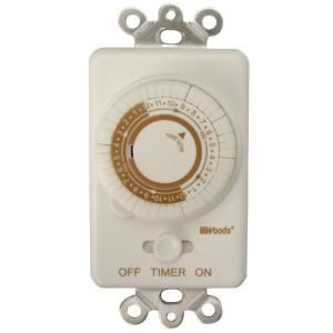 Woods 24 Hour In Wall Mechanical Programmable Timer   White 59745
