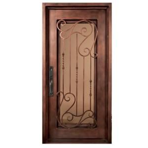 Iron Doors Unlimited Armonia Full Lite Painted Heavy Bronze Decorative Wrought Iron Entry Door IA4098RSHT