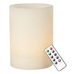 8 in. Bisque LED Wax Candle with Remote Control and Timer 38553
