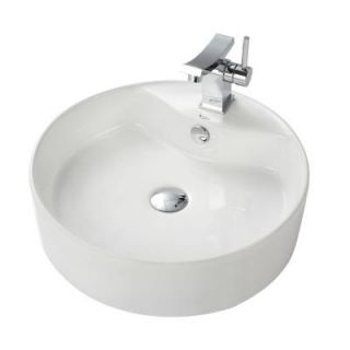 KRAUS Vessel Sink in White with Unicus Vessel Sink Faucet in Chrome C KCV 142 14301CH