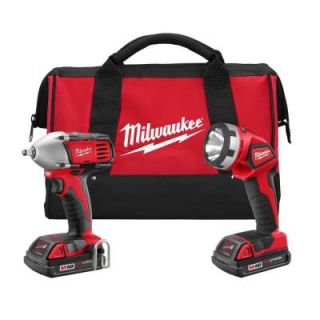 Milwaukee M18 18 Volt Lithium Ion Cordless Compact Impact Wrench/Light Combo Kit (2 Tool) 2693 22