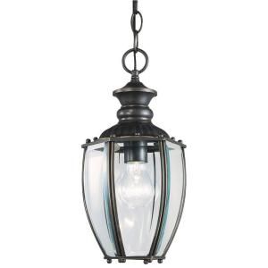 Westinghouse 1 Light Weathered Bronze on Solid Brass Dual Mount Exterior Pendant with Clear Curved Beveled Glass Panels 6982300