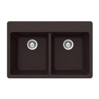 HOUZER Alive Series Topmount Granite 33x22x9.5 0 hole Double Bowl Kitchen Sink in Chocolate ALIVE N 200 CHOCOLATE