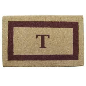 Creative Accents Single Picture Frame Brown 22 in. x 36 in. HeavyDuty Coir Monogrammed T Door Mat 02023T