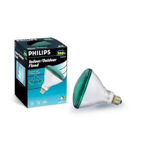 Philips 100 Watt Incandescent BR38 Green Flood Light Bulb 385302