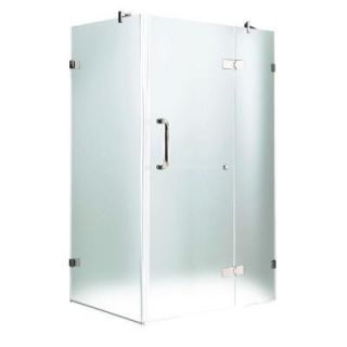 Vigo 34 1/8 in. x 34 1/8 in. x 73 3/8 in. Frameless Pivot Shower Enclosure in Chrome and Frosted Glass and Right Door VG6011CHMT363R