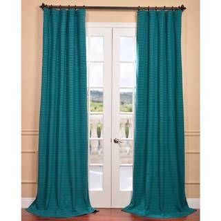 Teal Hand woven Cotton blend Curtain Panel