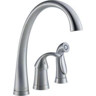 Delta Pilar Waterfall Single Handle Kitchen Faucet with Spray in Arctic Stainless 4380 AR DST