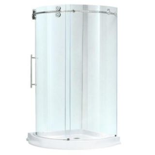 Vigo 36 in. x 79 in. Frameless Bypass Round Shower Enclosure in Chrome with Left Base VG6031CHCL36WL