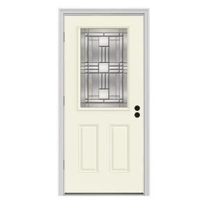 JELD WEN Cordova 1/2 Lite Painted Steel Entry Door with Brickmold THDJW186800183