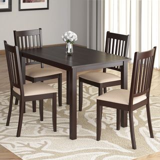 Corliving Corliving Atwood 5 piece Cappuccino Dining Set With Beige Microfiber Seats Beige Size 5 Piece Sets