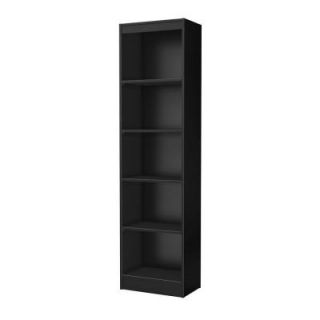 South Shore Furniture Freeport 5 Shelf Narrow Bookcase in Pure Black 7270758