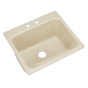 Thermocast Kensington Drop in Acrylic 25x22x12 in. 2 Hole Single Bowl Utility Sink in Jersey Cream 21206