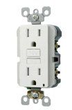 Leviton X75993W GFCI Outlet TamperResistant, 15A SmartlockPro Slim w/ Wall Plate White (Pack of 3)