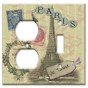 Art Plates Paris Je Taime   Outlet / Switch Combo Wall Plate OS 250