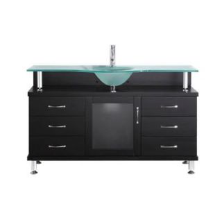 Virtu USA Vincente 55 in. Single Basin Vanity in Espresso with Glass Vanity Top in Frosted Glass MS 55 FG ES