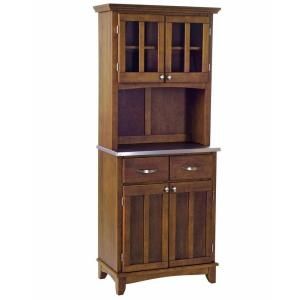 Home Styles Two Drawer 31.25 in. W Cherry Buffet with Stainless Top and Hutch 5001 0073 72