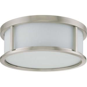 Glomar Odeon 3 Light 17 in. Flush Dome with Satin White Glass Finished in Brushed Nickel HD 2864