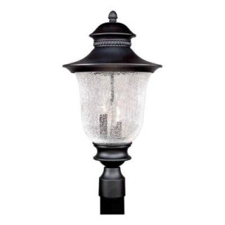 Illumine 3 Light Outdoor Black Post Light with Clear Crackle Glass Shade CLI FRT1727 03 04