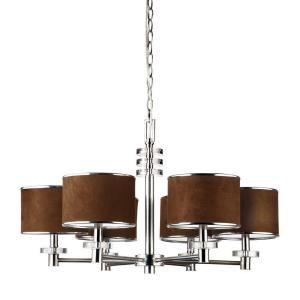 Eurofase Savvy Collection 6 Light Satin Nickel and Brown Chandelier 15862 013