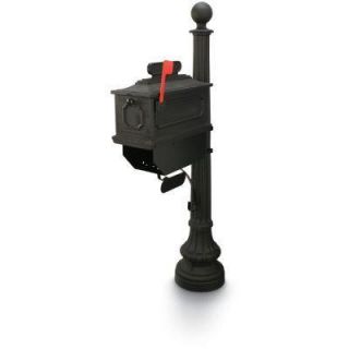 Postal Products Unlimited 1812 Beaumont 65 in. Plastic Black Mailbox and Post N1027256