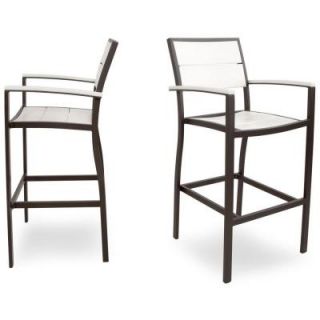 Trex Outdoor Furniture Surf City Textured Bronze 2 Piece Patio Bar Chair Set with Classic White Slats TXS127 1 16CW