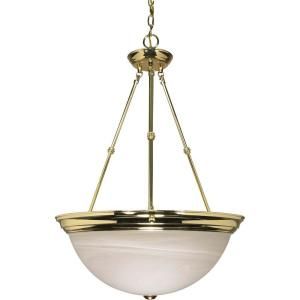 Glomar 3 Light Polished Brass Pendant with Alabaster Glass HD 220