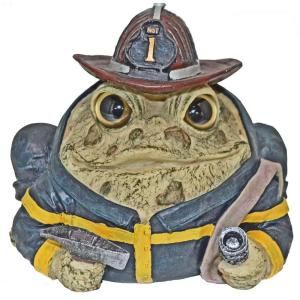 Toad Hollow 8.5 in. Toad Fireman Garden Statue 94045