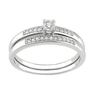 1/5 CT. T.W. Diamond Bridal Ring Set, Sterling Silver, White, Womens