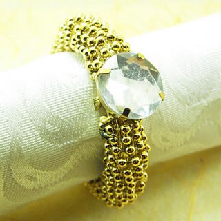 Crystal Gold Beads Wedding Napkin Ring, Dia 4.5cm, Set of 12