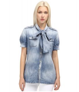 DSQUARED2 Military Cruise Shirt Womens Short Sleeve Button Up (Blue)