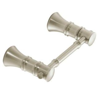 MOEN Bamboo Pivoting Double Post Toilet Paper Holder in Brushed Nickel YB9508BN