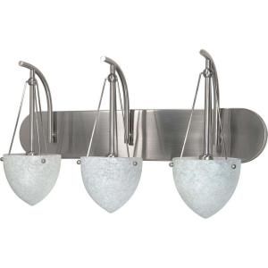Glomar South Beach 3 Light Brushed Nickel Vanity with Water Spot Glass HD 136